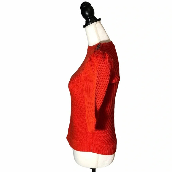 REBECCA TAYLOR La Vie Ribbed Short Sleeve Valentines Day Date Night Red Sweater - Picture 5 of 10